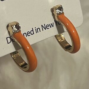 😎NEW😎Women’s Cute Orange and Gold Hoop Earrings